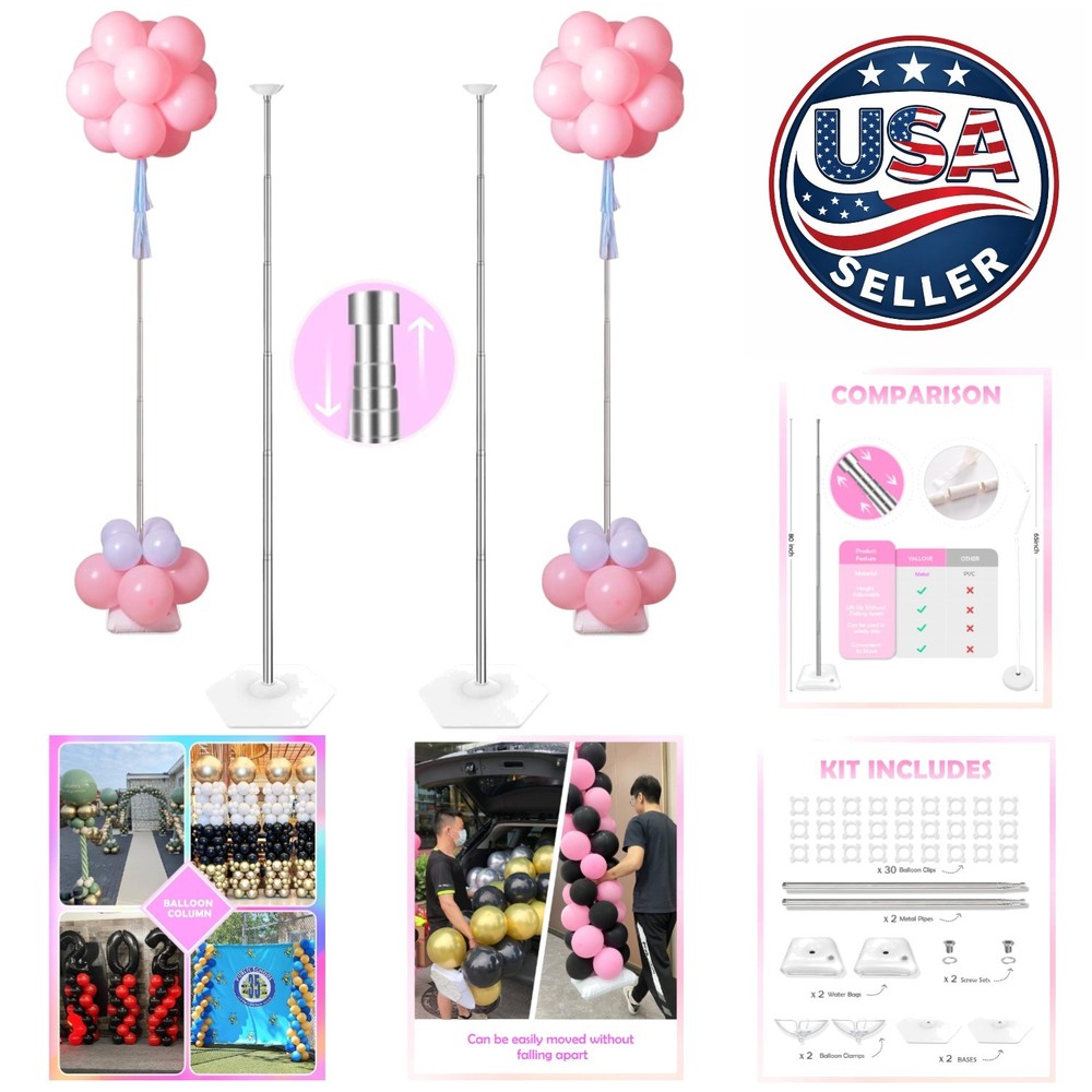 Elegant 80 Inch Height Adjustable Metal Balloon Stands – Perfect for Events