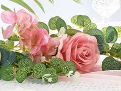 Flower Garland Decorations, 6.07Ft Pink Floral Rose Garland, Artificial