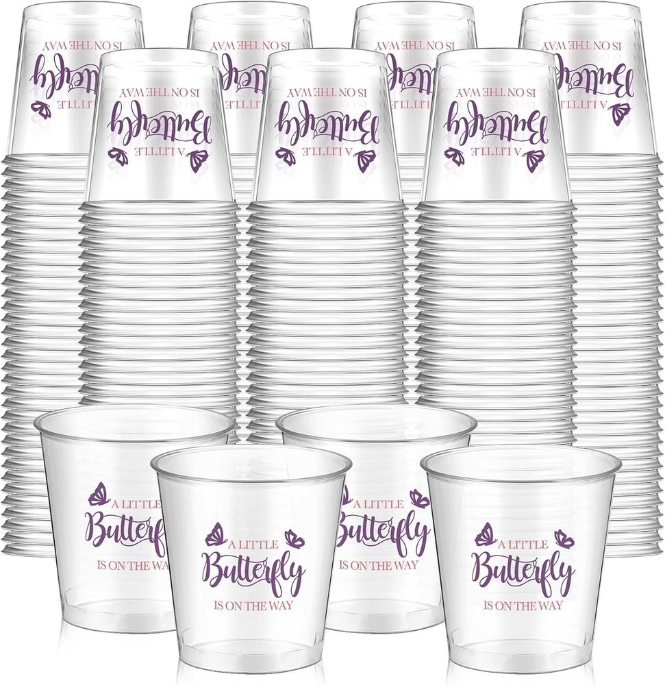 50 Pcs Butterfly Baby Shower Cups 3 oz Little Butterfly Is on the Way Disposable