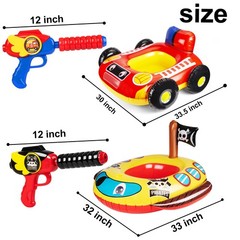 2 Pack Inflatable Kids Pool Floats with Water Gun, Pool Toys for Kids Ages 4-…