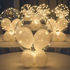 Clear LED Balloons With Batteries, Wedding Birthday Party Decor, Warm White