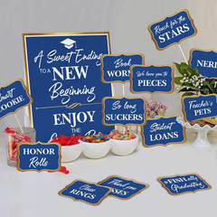 2025 Graduation Candy Buffet Signs Decorations Blue Grad Party Dessert Table Si