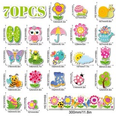 70 PCS Hello Spring Bulletin Board Decorations Flowers Butterflies Cutouts