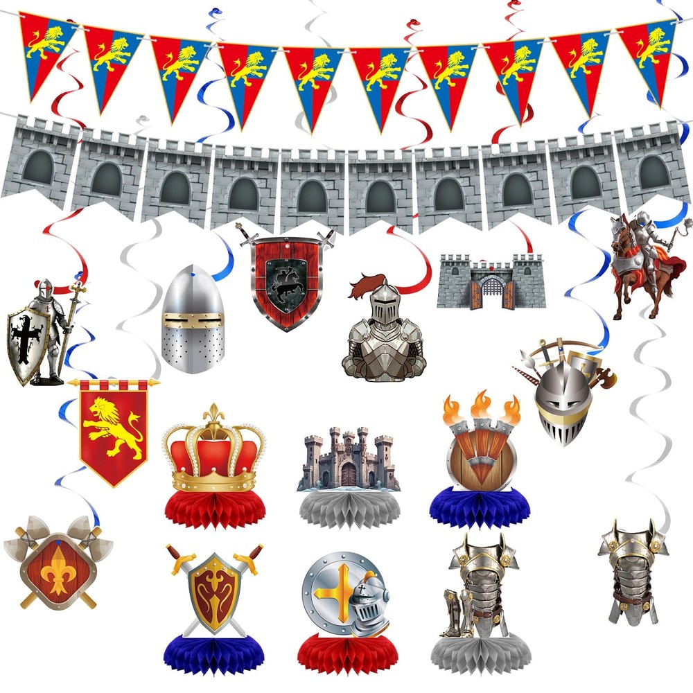 18 Pcs Medieval Knight Party Decorations Castle Table Topper Medieval Whirls …