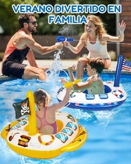 Gleamkid 2PCS Inflatable Pool Floats Kids, Pirate Ship Pool Float with Water …
