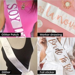 12 PCS White Blank Satin Sashes Plain Party Accessory DIY Graduation Wedding