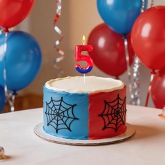 laackys Red Blue Spider 5th Birthday Candles, 1.9 inches x 4.5 inches, 5