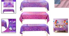 Party Tablecloth Demon Hunters Pink Purple Holographic Birthday Baby Shower
