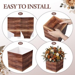 10 Pcs Rustic Wood Grain Paper Flower Boxes 7 Inch Farmhouse Baby Shower Wedd…