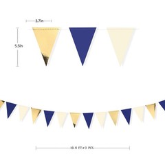 30Ft Navy Blue Gold and Beige Party Decorations Royal Blue Gold Triangle Flag…