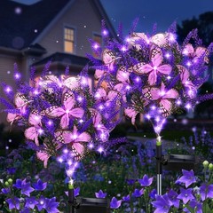 Solar Garden Lights Outdoor, 2 Pack Purple Lavender Solar Butterfly Lights Ga…