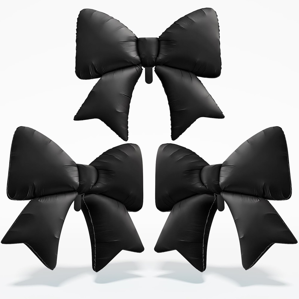 38 Inch Black Bow Foil Balloons, Large Black Mylar Bowknot Balloons Coquette …