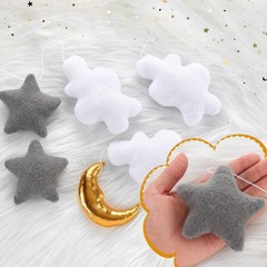 5ft 3D Felt Cloud Decorations Hanging with Moon and Stars over The Moon Baby …