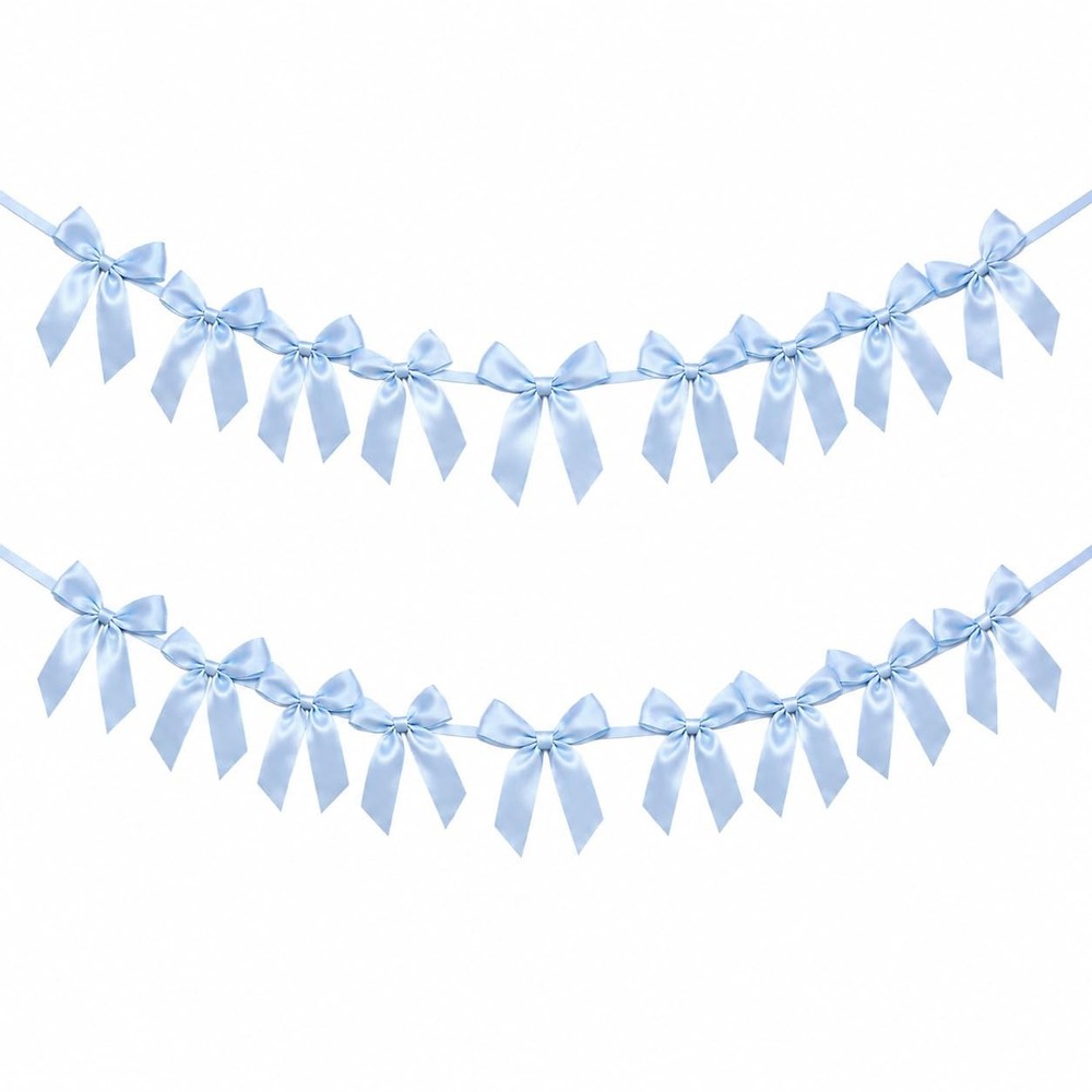 2 Pack Bow Garland Banner, 8.3 ft Pre-Strung Satin Ribbon Bow Decorations for…