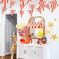 100Ft Red and White Striped Pennant Banner, Carnival Circus Theme Party Decorati