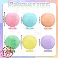 Retisee Pastel Cute Paper Lanterns 10 Inch 12 Pcs