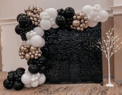 Black Shimmer Wall Backdrop 10 pcs Sequin Wall Panels for Party Backdrop