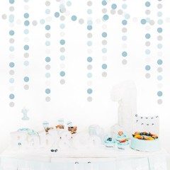 Light Baby Blue White Silver Party-Decoration Garland – 52ft Baby Boy Shower