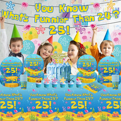 Blue Ocean Birthday Party Decorations Tableware 104Pcs Whats Funnier than 24 25