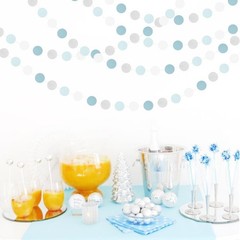 Light Baby Blue White Silver Party-Decoration Garland – 52ft Baby Boy Shower