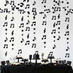 Black Shimmering Musical Note Star Hanging Garland Black Music Theme Party Hangi