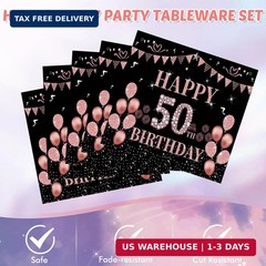 41Pcs 50Th Birthday Decorations for Women,Rose Gold Black 1976 Party Supplies Ki