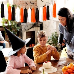 Black-White Orange Halloween Party-Decorations Tassel-Garland – 15pcs Graduation