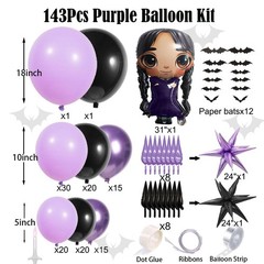 143pc Purple And Black Balloon Arch Kit Gothic Balloon Garland Bats Starburst…