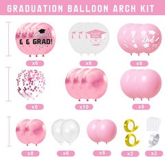 Pink Graduation Decorations Class of 2026 – Set of 4 Balloons Boxes with Letters