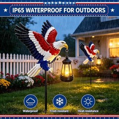 Patriotic Solar Eagle Stake Light – 29.9in Metal Lantern for Gardens & Patios
