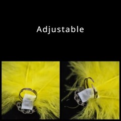 1PC Feather Acrylic Crystal Ring Adjustable for Party Stage Carnival Dance Fancy