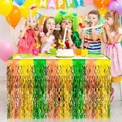 2 Hawaiian Luau Beach Party Decorations, 2.5 x 9 ft Wavy Green Brown Yellow
