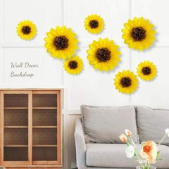 10 Pack Sunflower Tissue Paper Pom Poms, Yellow, 12, 8, Wall Hanging Decor
