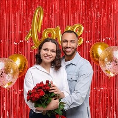 Graduation Backdrop Decorations, Thicken 38.4″W x 98.4″L (Pack of 2) Red 2.5m