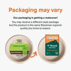 100% Compostable Paper Plates 9 Inch [500 Count] Heavy-Duty Dinner Plates – N…