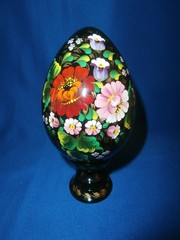 Ukrainian Petrykivka Wooden Egg | Hand-Painted Pysanky (870 mm) 01-221
