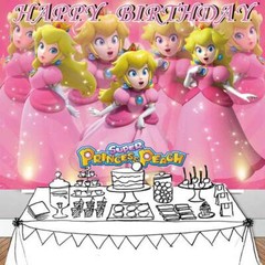 Princess Peach Toadstool Party Supplies Backdrop Banner Vinyl Birthday Gift