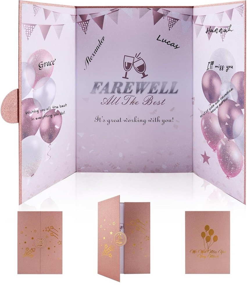 Rose Gold Retirement Card Board – We Will Miss You Guest Book Alternative
