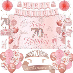 70Th Birthday Decorations for Women, 70Th Rose Gold Birthday Party Supplies, 70