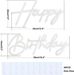White Happy Birthday Sign for Backdrop – Felt Happy Birthday Letters for Balloon