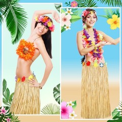 24PCS Hawaiian Table Skirt, Gold Luau Themed Grass Table Skirt Party Supplies…
