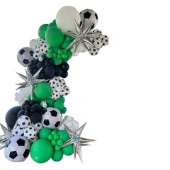 Green Black White Balloon Garland Kit, Latex Balloon Arch Kit with 4D Soccer …