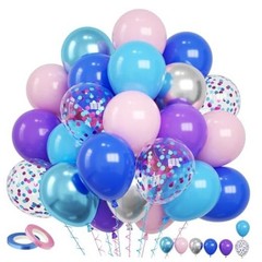 Pink and Blue Balloons, 60PCS Dark Light Blue Purple Party Pink Blue Silver