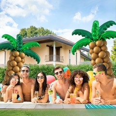 Palm Tree Balloons Set, Hawaiian Party Decorations with Green Tree Leaves Foi…