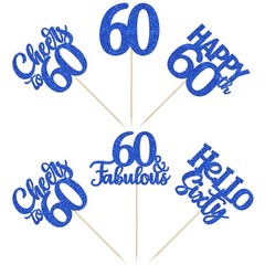 60th Birthday Centerpiece Sticks 15 PCS Happy 60 Table Flower Decor Blue