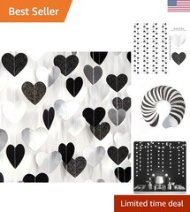 Eco-Friendly 52ft Heart Garland in Black & Silver – Hang for Every Occasion
