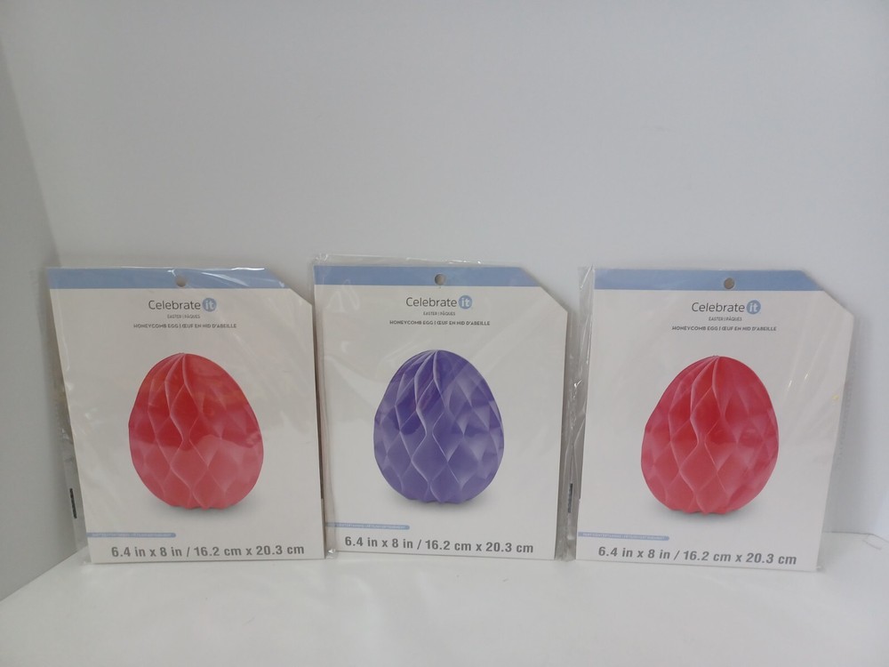 NEW Lot of 3 Celebrate It Easter Honeycomb Eggs Decor