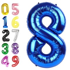 Balloon 8 Numbers, 40 Inch Large Birthday Decorations for Men, Number 8 Blue