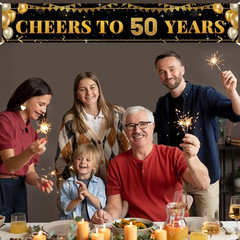 50Th Birthday Decorations for Men & Women – 10Ft «Cheers to 50 Years» Black & Go