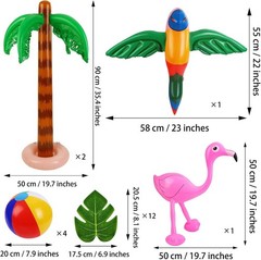 57 Piece Inflatable Luau Party Set for Tropical Hawaiian Theme Decorations